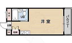 阪急神戸本線 武庫之荘駅 徒歩7分の賃貸マンション 3階ワンルームの間取り