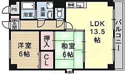 エスポワール南清水 8階2LDKの間取り