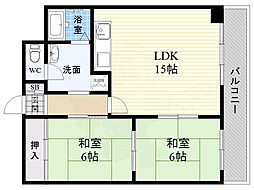 飛鳥グランドパレス 2LDKの間取図画像