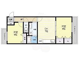 インタルシオ武庫之荘 2DKの間取図画像