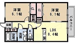 ニドフェリス 2LDKの間取図画像