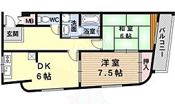 宮崎ハイツ 2DKの間取図画像