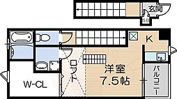 ルシェール東難波2 1Kの間取図画像