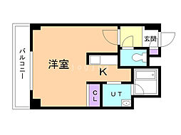 クワイシャノン円山表参道 5階1Kの間取り