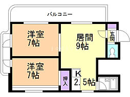 ファイン南六条 2LDKの間取図画像