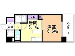 トーワビルデンス 3階1DKの間取り