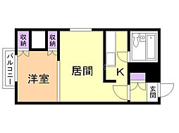 裏参道テラス 1階1Kの間取り