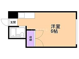 ハイマート佐々 4階ワンルームの間取り
