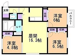 NORTHSEAROAD 3LDKの間取図画像
