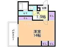 D’sVARIE札幌レジデンス 13階1Kの間取り