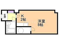 フラーテ札幌 10階1Kの間取り