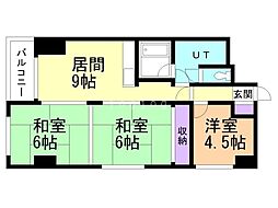 ドミ山鼻 53 5階3DKの間取り