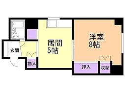 パインスタービル 1DKの間取図画像