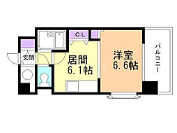 トーワビルデンス 5階1DKの間取り