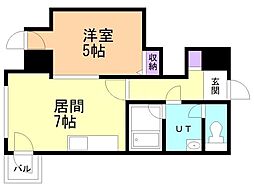 コートロティ大通 1DKの間取図画像