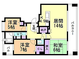 ライオンズマンション知事公館前 3LDKの間取図画像