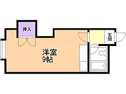 ケンタクコーポ南13条 2階ワンルームの間取り