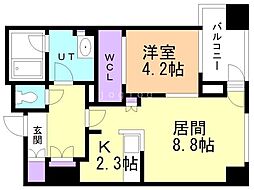 プライムメゾン南2条 12階1LDKの間取り