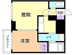 レジディア北2条イーストIII 3階1DKの間取り