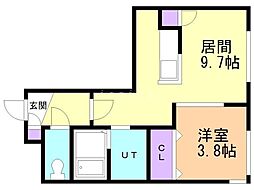 Ｈａｌｅｎｉｘ　札幌医大前 2階1LDKの間取り
