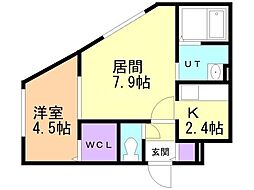 札幌市営東西線 西28丁目駅 徒歩3分の賃貸マンション 3階1LDKの間取り