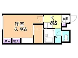 レオパレスリべェール 102 1階1Kの間取り