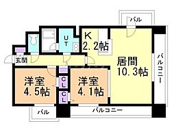 レジディア札幌駅前 11階2LDKの間取り