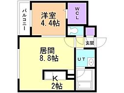 札幌市営南北線 幌平橋駅 徒歩19分の賃貸マンション 3階1LDKの間取り
