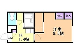 レオパレスしらかば 1Kの間取図画像