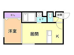 グランドサクセス南大通 4階1LDKの間取り