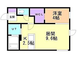 札幌市営東西線 西18丁目駅 徒歩11分の賃貸マンション 1階1LDKの間取り