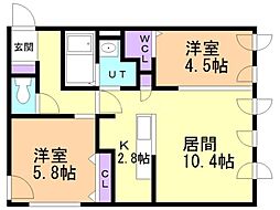 シティプレミア宮の森 2LDKの間取図画像
