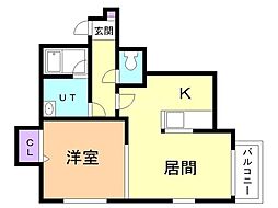 Ｒ−ＦＲＥＥ南5西12 3階1LDKの間取り