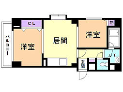 紫苑大通 9階2LDKの間取り