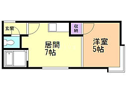 スタジオK 1DKの間取図画像
