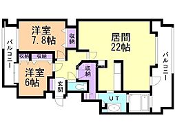 ダイアパレスガレリアシティウエストウィング 2LDKの間取図画像