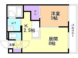 エスレジデンス桑園 1LDKの間取図画像