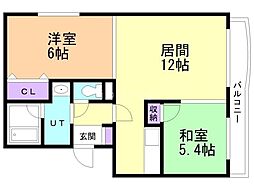 パストラル伏見 2LDKの間取図画像