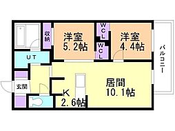 札幌市中央区南五条西11丁目マンション 2LDKの間取図画像