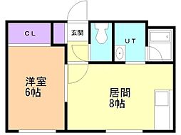 ジュネス大通 1LDKの間取図画像