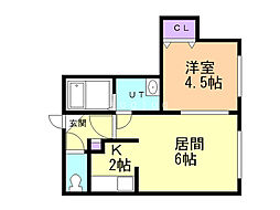 クチュール西線6条 1LDKの間取図画像
