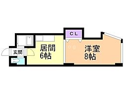 ノースランド南8条 1DKの間取図画像