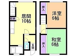 10条マンション 2LDKの間取図画像