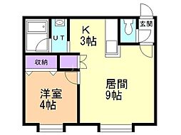 パレット宮の森 1LDKの間取図画像