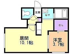 リベルタ桑園 1LDKの間取図画像