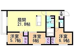 ZABOHILLSIDAIMAE 3LDKの間取図画像