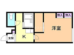 レオパレスカーサ藻岩 1Kの間取図画像
