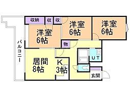 メゾン伏見 3LDKの間取図画像