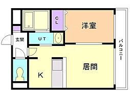 マリオン桑園 1LDKの間取図画像