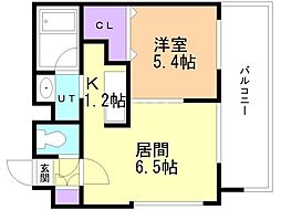 NorthPoints北円山 1DKの間取図画像